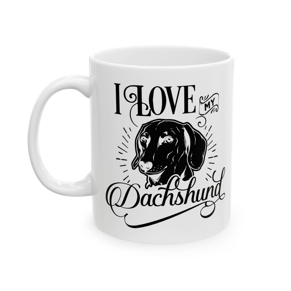 Dog Dad Ceramic Mug — "I Love My Dog" Black & White Pet Lover Coffee Cup 11oz   Item #860552