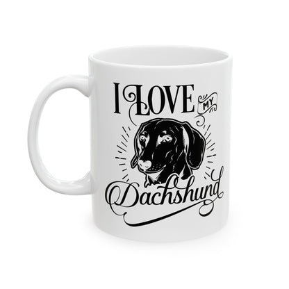 Dog Dad Ceramic Mug — "I Love My Dog" Black & White Pet Lover Coffee Cup 11oz   Item #860552