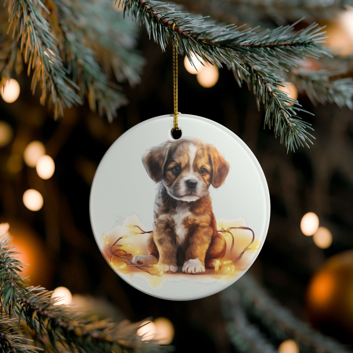 Adorable Puppy Christmas Ceramic Ornament   Item  #587767