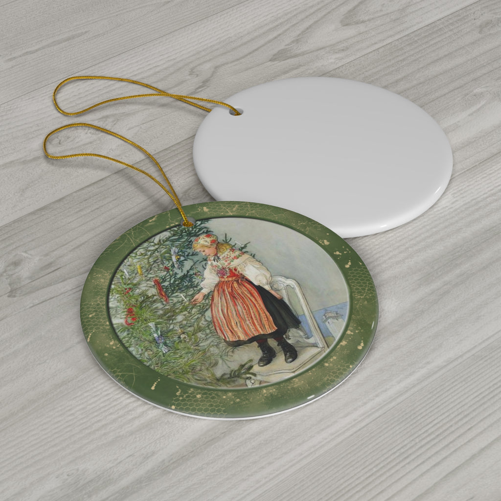 Christmas Scene Ceramic Disc Ornament         Item #9301645