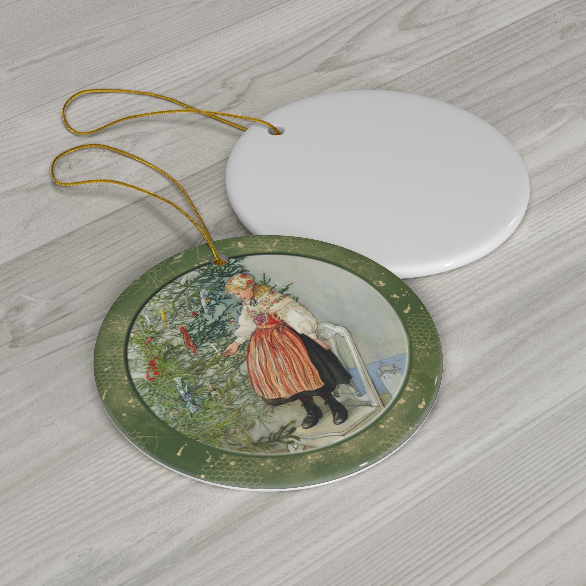 Christmas Scene Ceramic Disc Ornament         Item #9301645