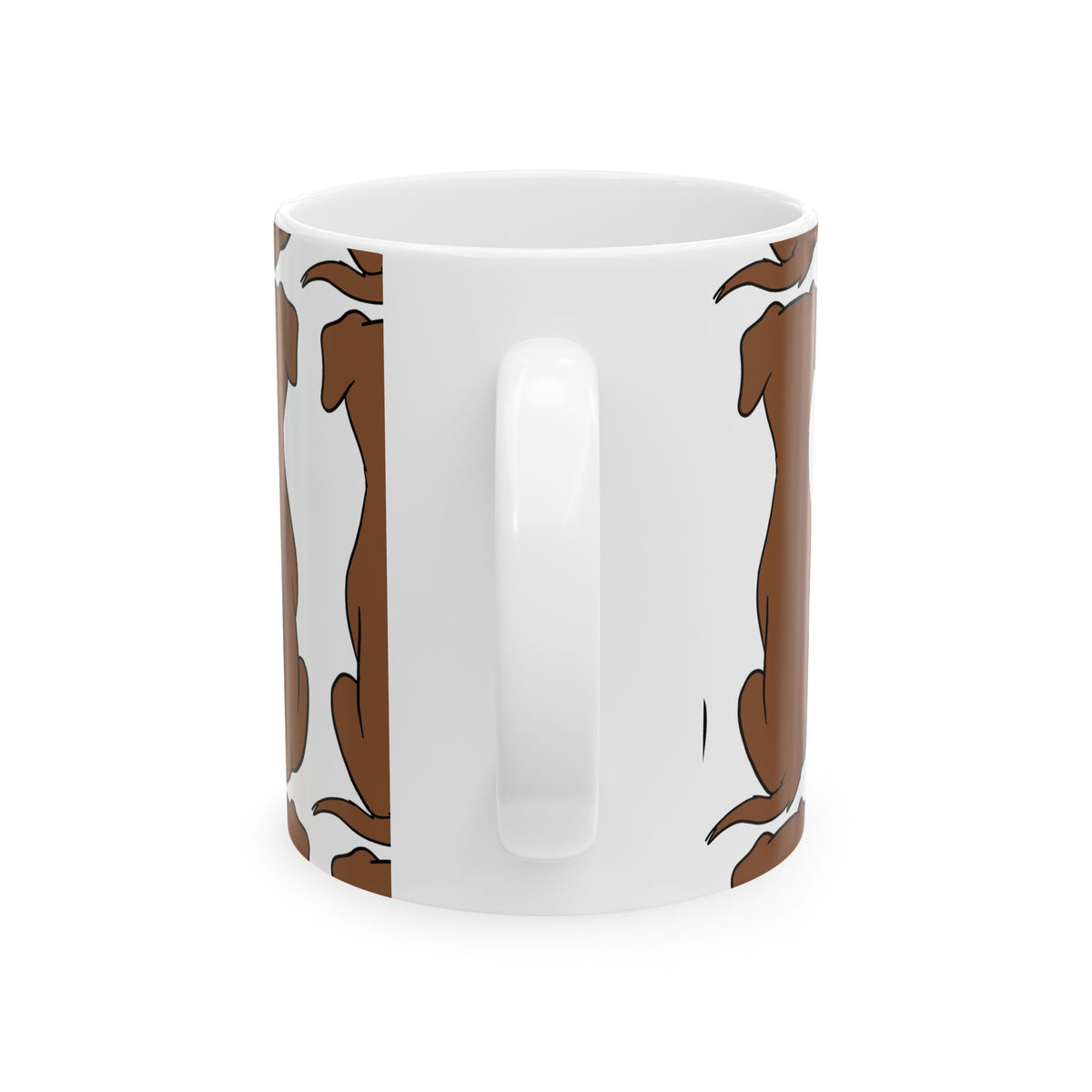 Brown Dog Pattern Ceramic Mug — Cute Dachshund Silhouette Coffee Cup 11oz   Item #441071