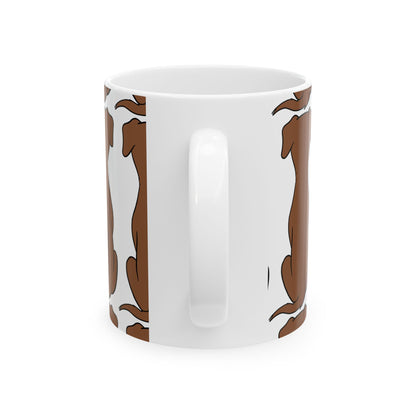 Brown Dog Pattern Ceramic Mug — Cute Dachshund Silhouette Coffee Cup 11oz   Item #441071