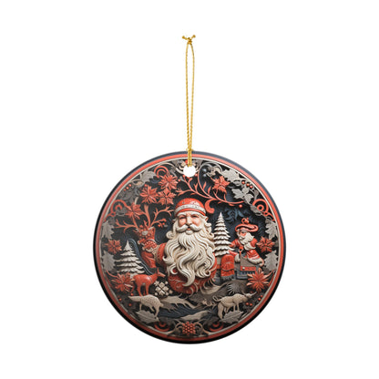 Vintage Santa Christmas Ceramic Ornament   Item #19086