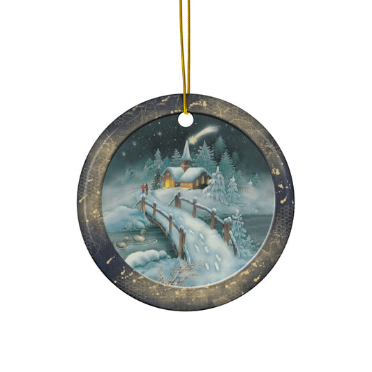 Winter Scene Ceramic Disc Ornament          Item #6081963