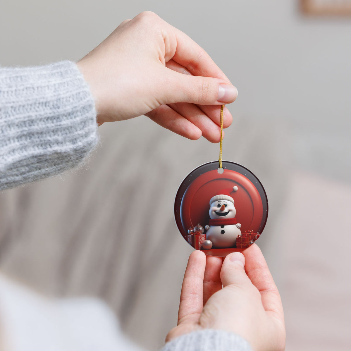 Festive Snowman Christmas Ceramic Ornament   Item #157437