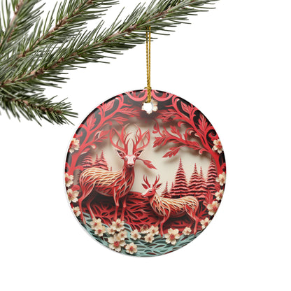 Red Deer Forest Ceramic Ornament    Item #734199