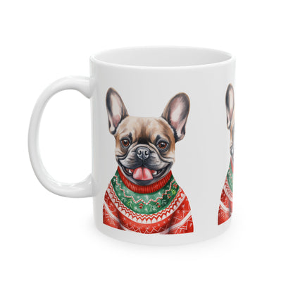French Bulldog Christmas Sweater Mug — Cute Holiday Dog Coffee Cup 11oz   Item #203402