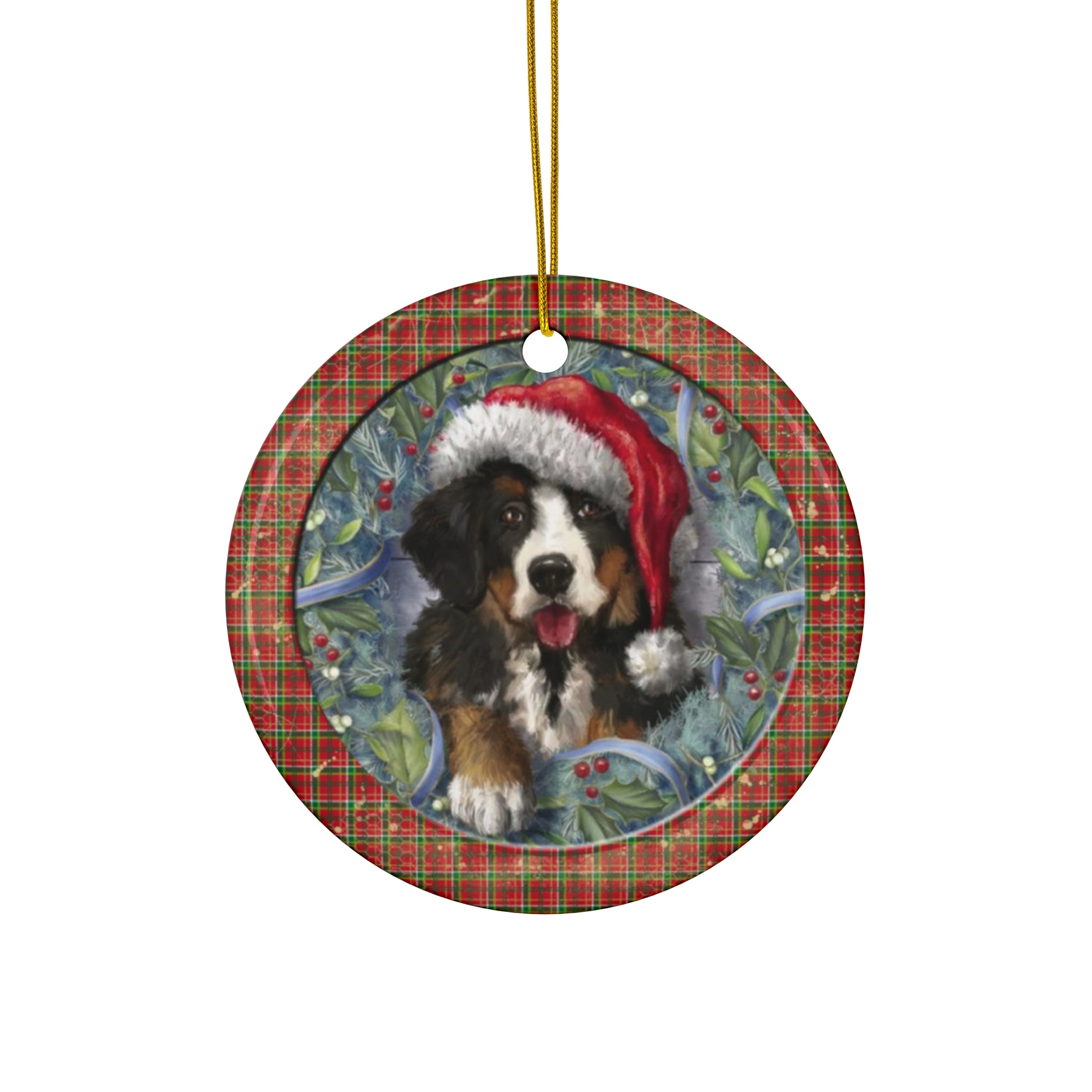 Christmas Pup Ceramic Disc Ornament       Item #5087554