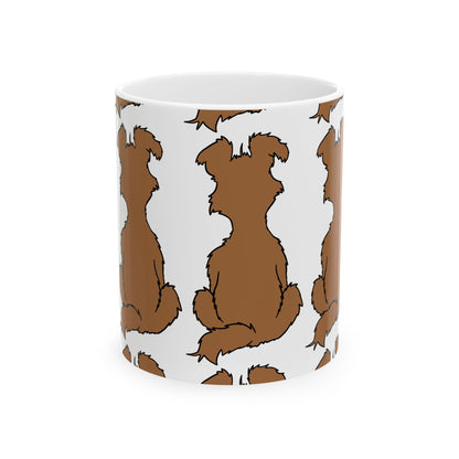 Schnauzer Silhouette Coffee Mug – Brown Dog Pattern Ceramic Mug 11oz   Item #494831