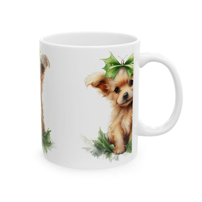 Cute Yorkie Puppy Christmas Mug – Festive Holiday Dog Coffee Cup 11oz   Item #70989