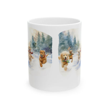 Ceramic Mug with Playful Dogs in a Winter Wonderland 11oz  Item #783667