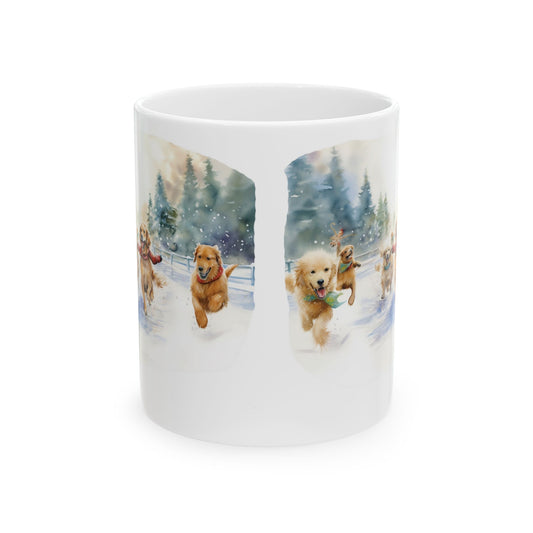 Ceramic Mug with Playful Dogs in a Winter Wonderland 11oz  Item #783667