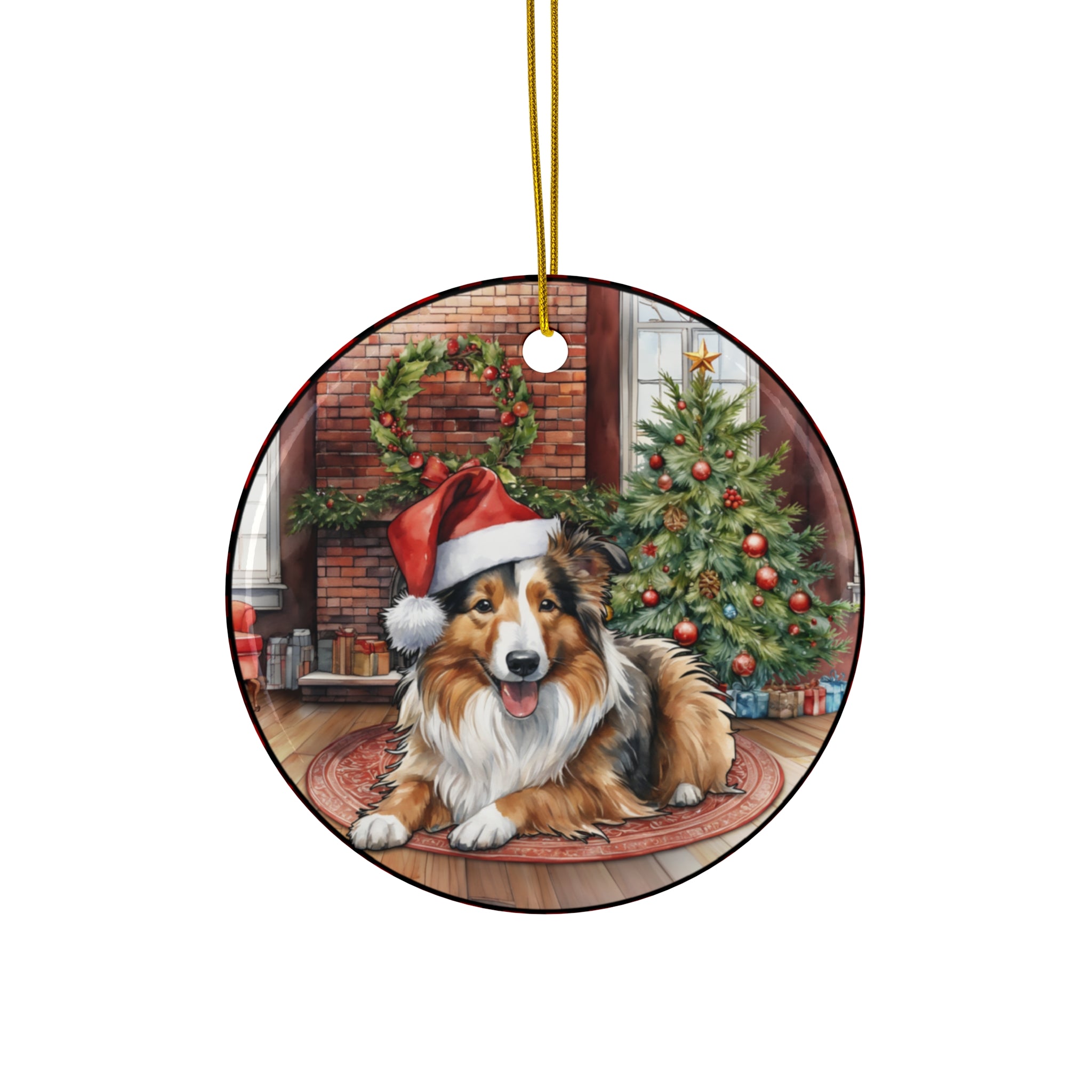 Ceramic Ornament - Shetland Sheepdog Christmas Dog       Item #12542