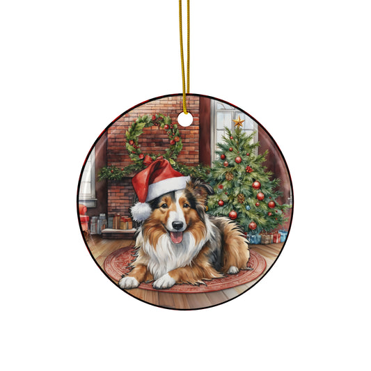 Ceramic Ornament - Shetland Sheepdog Christmas Dog       Item #12542