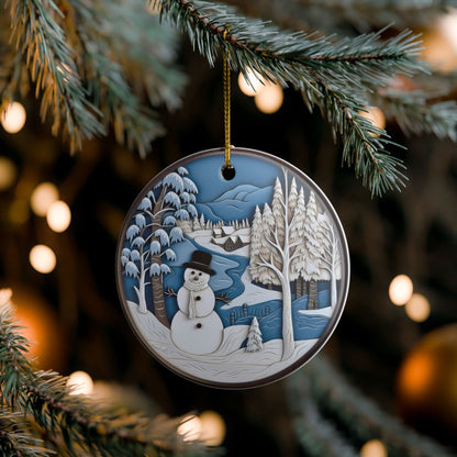Winter Snowman Ceramic Ornament   Item #765395