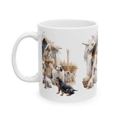 Nativity Scene Ceramic Mug with Mary, Joseph, Baby Jesus & Animals 11oz  Item #590879