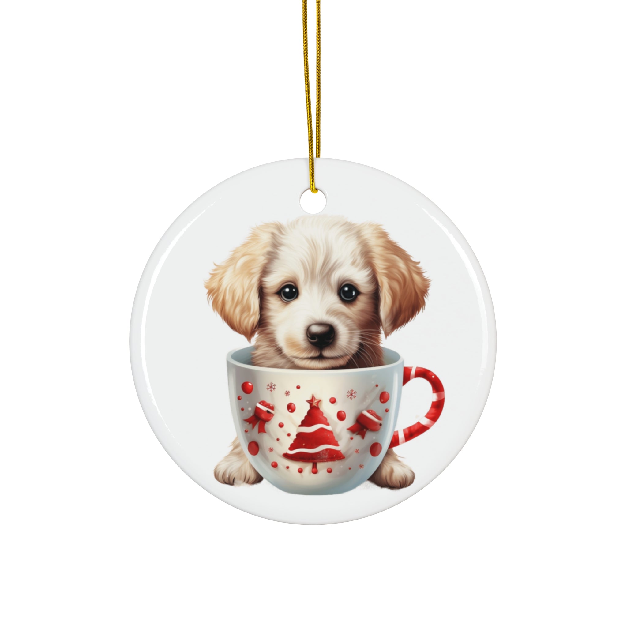 Christmas Dog Ceramic Disc Ornament             Item #6326004