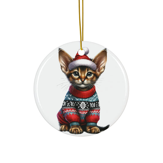 Ceramic Ornament - Chausie Christmas Kitten     Item #9724312