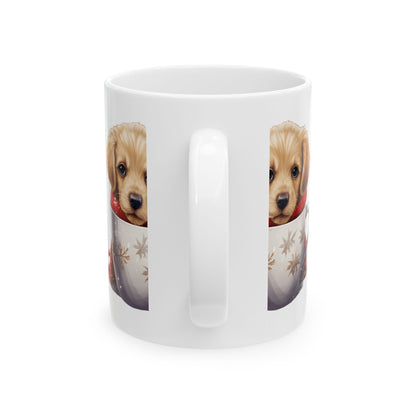 Cute Puppy in Holiday Mug — Ceramic Coffee Tea Cup 11oz   Item #743367