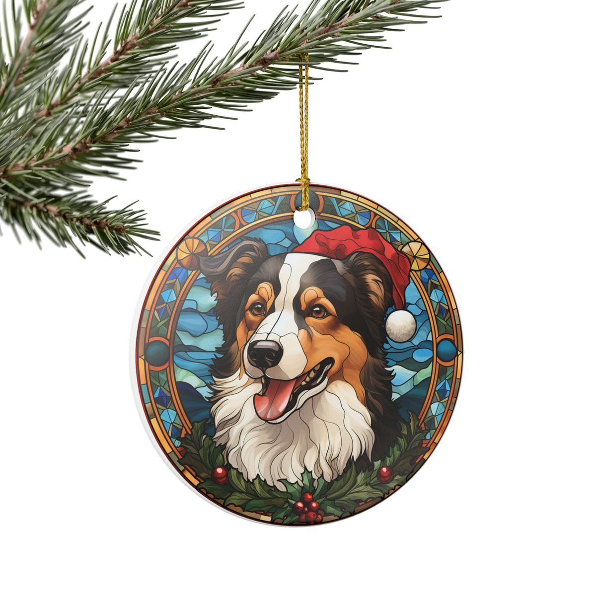 Scottish Collie Dog Christmas Ceramic Ornament Item #201768