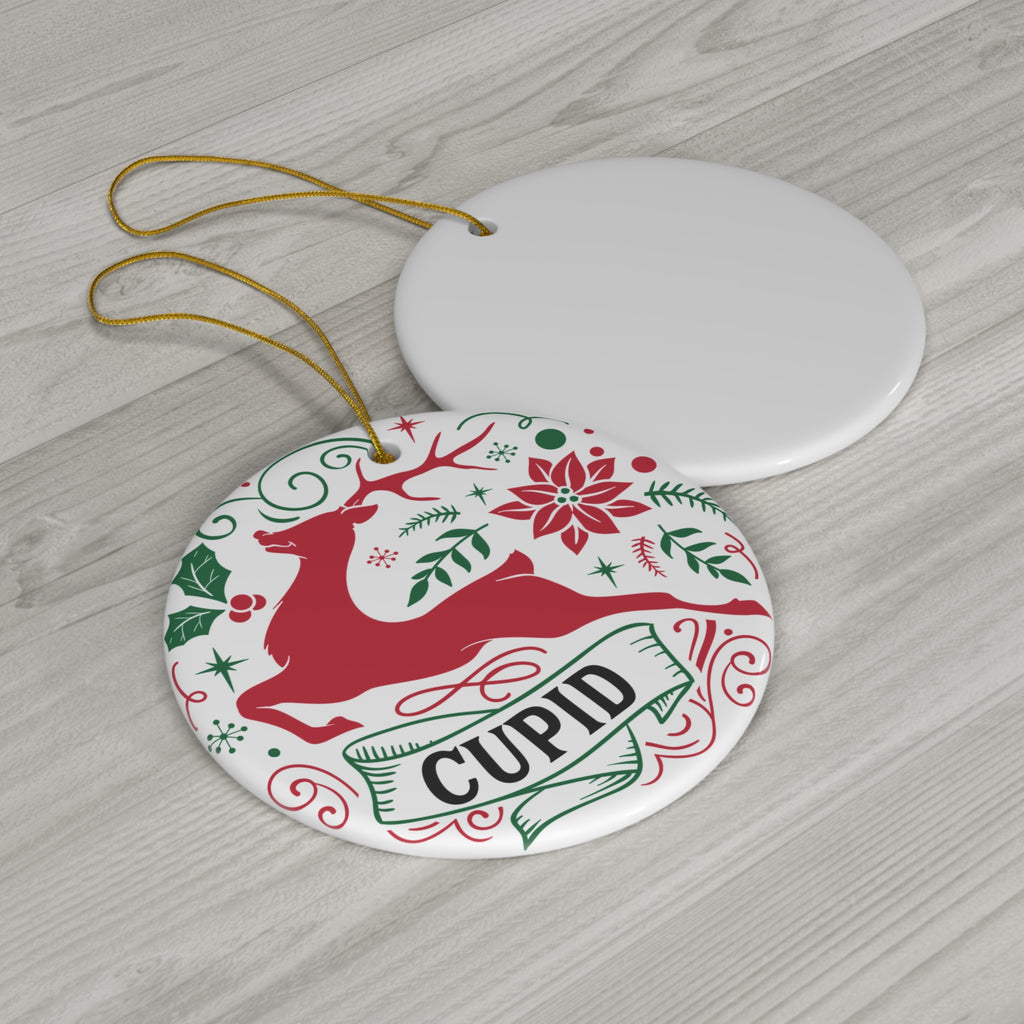 Cupid Reindeer Ceramic Disc Ornament       Item #9669784