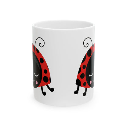 Ladybug Ceramic Mug — Cute Smiling Ladybug Coffee Tea Cup 11oz   Item #25193