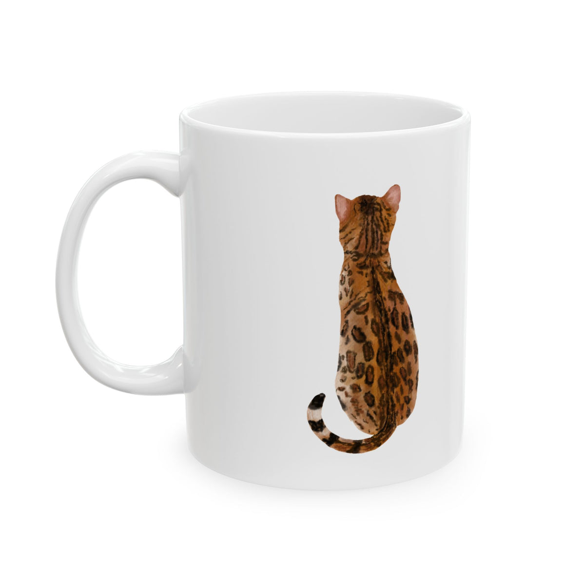 Leopard Cat Ceramic Mug — Cute Sitting Leopard Coffee Cup 11oz   Item #805