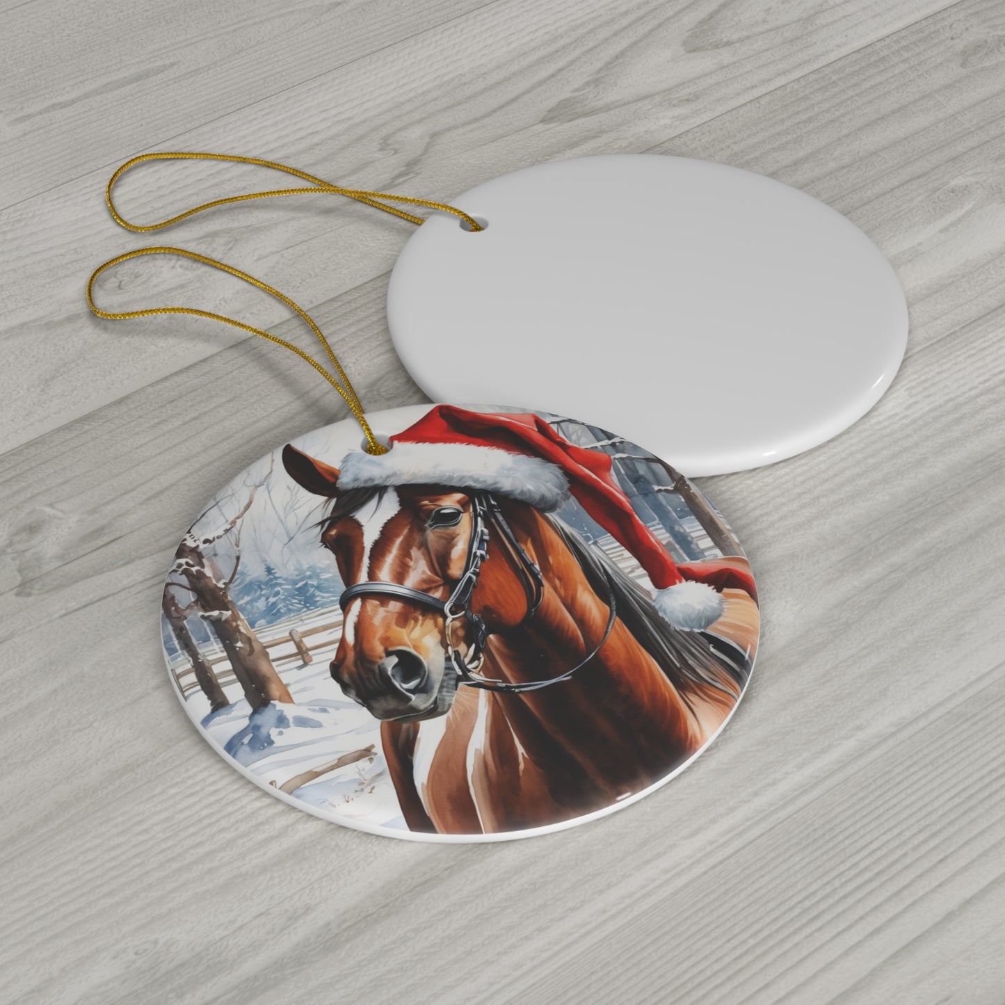 Horse Christmas Ceramic Disc Ornament      Item #6137038