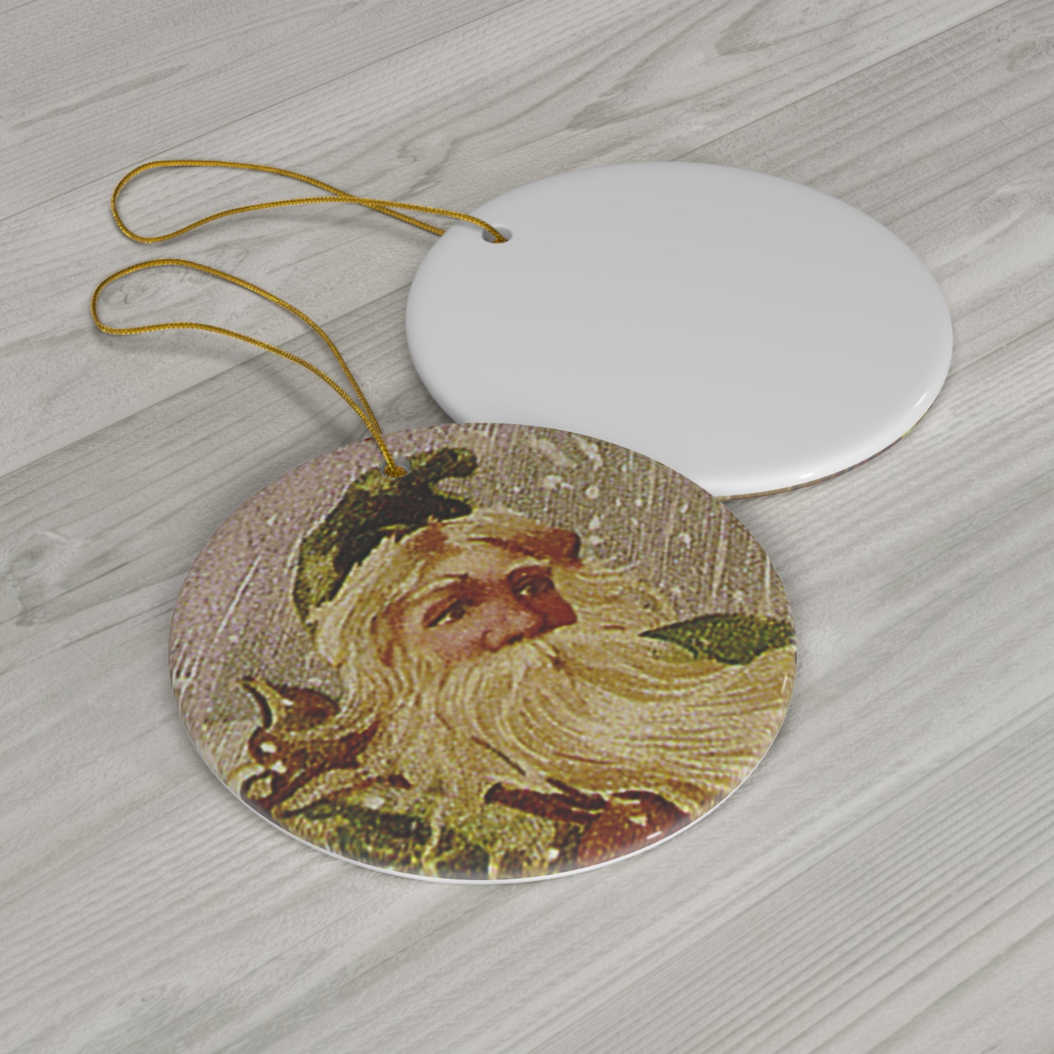 Santa Ceramic Disc Ornament            Item #222442
