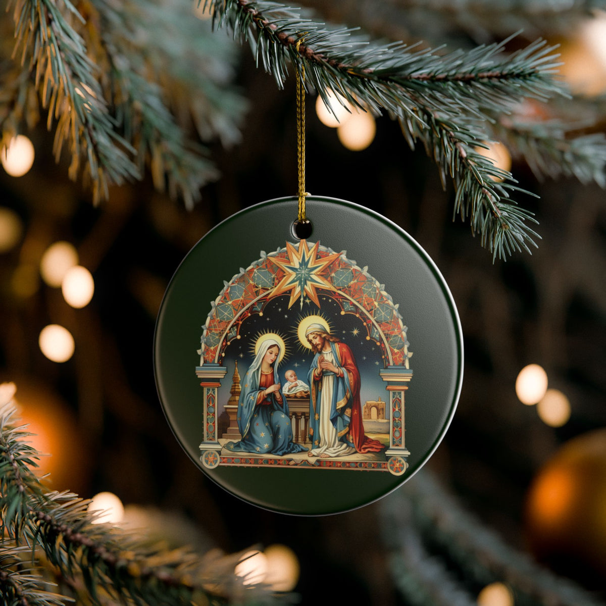 Nativity Scene Ceramic Christmas Ornament   Item #292578