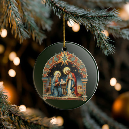 Nativity Scene Ceramic Christmas Ornament   Item #292578