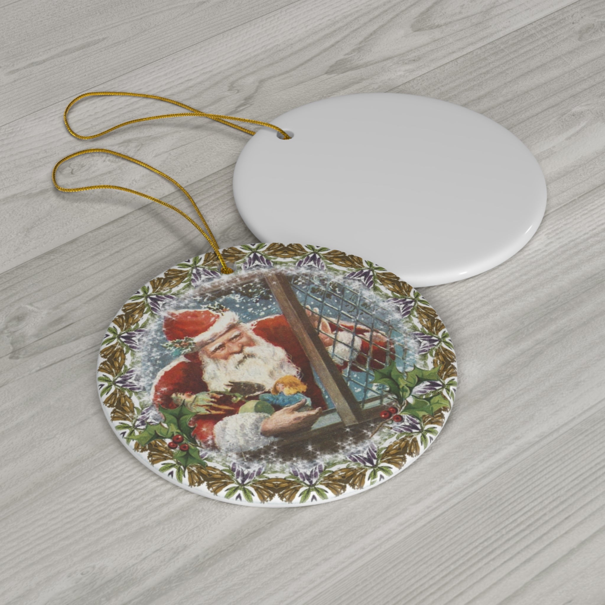 Santa Ceramic Disc Ornament           Item #7281469 - Buckshot's Bargain Barn