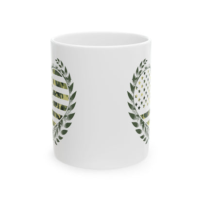 Flag Laurel Olive Green American Flag Wreath Ceramic Mug 11oz   Item #1831290