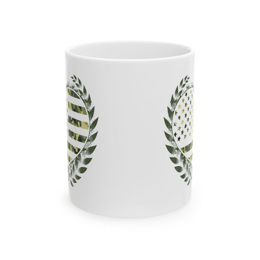 Flag Laurel Olive Green American Flag Wreath Ceramic Mug 11oz   Item #1831290