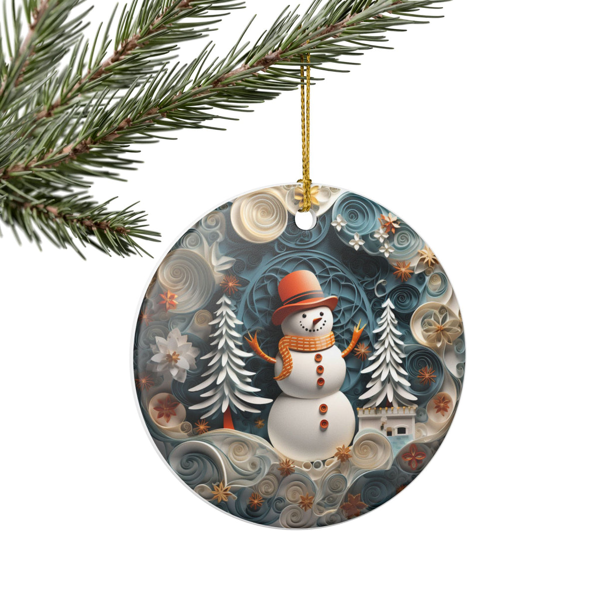 Ceramic Snowman Christmas Ornament   Item #31868