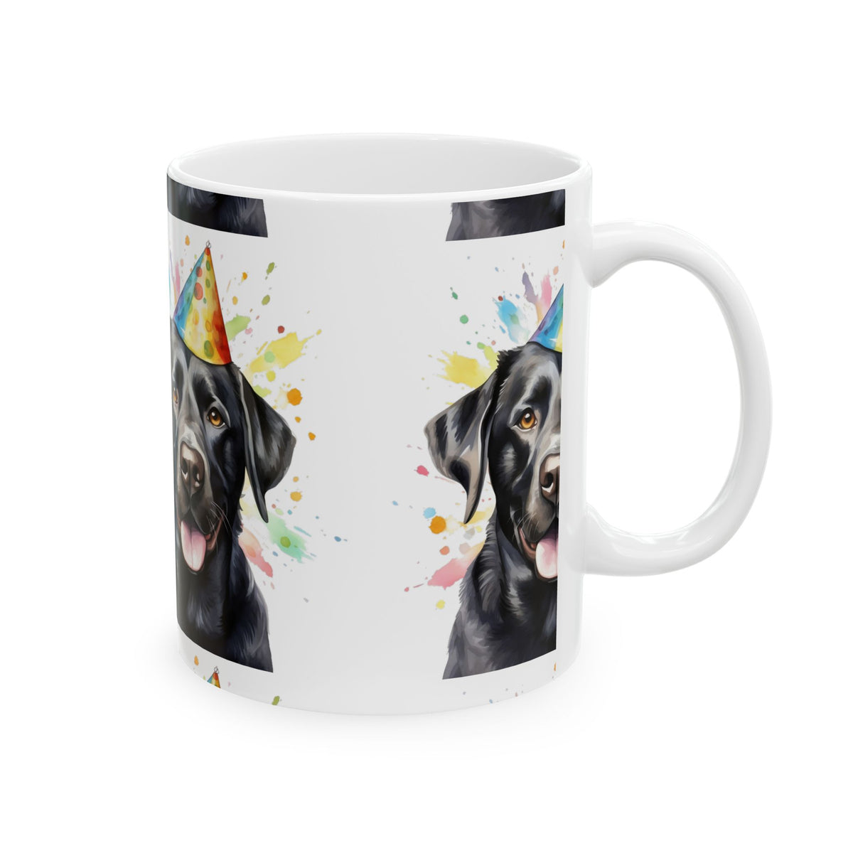 Black Labrador Birthday Party Mug – Cute Dog Portrait Ceramic Coffee Cup 11oz   Item #23832
