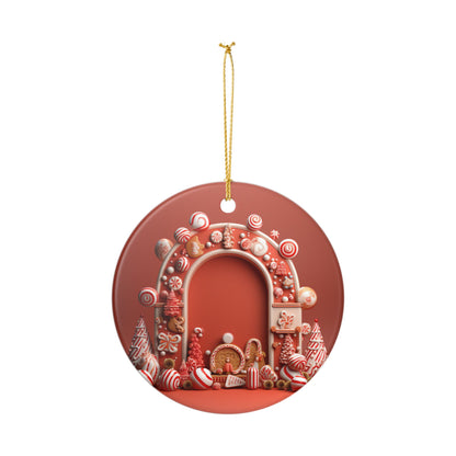 Christmas Candy Cane Gingerbread Arch Ceramic Ornament   Item #629028