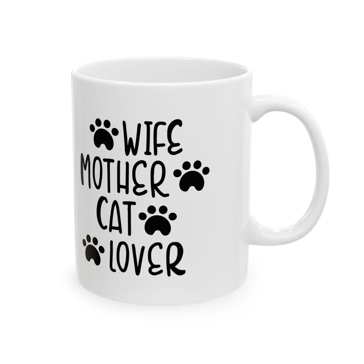Cat Mom Coffee Mug – "World's Best Mother of Cats" Ceramic Mug with Paw Print Design 11oz   Item #83732