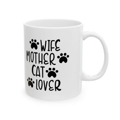 Cat Mom Coffee Mug – "World's Best Mother of Cats" Ceramic Mug with Paw Print Design 11oz   Item #83732
