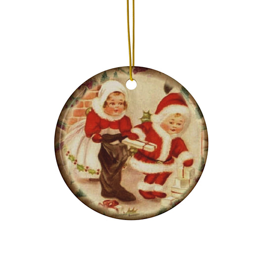 Christmas Kids Ceramic Disc Ornament           Item #6327084