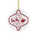Santa And Sleigh Ceramic Disc Ornament          Item #1250186