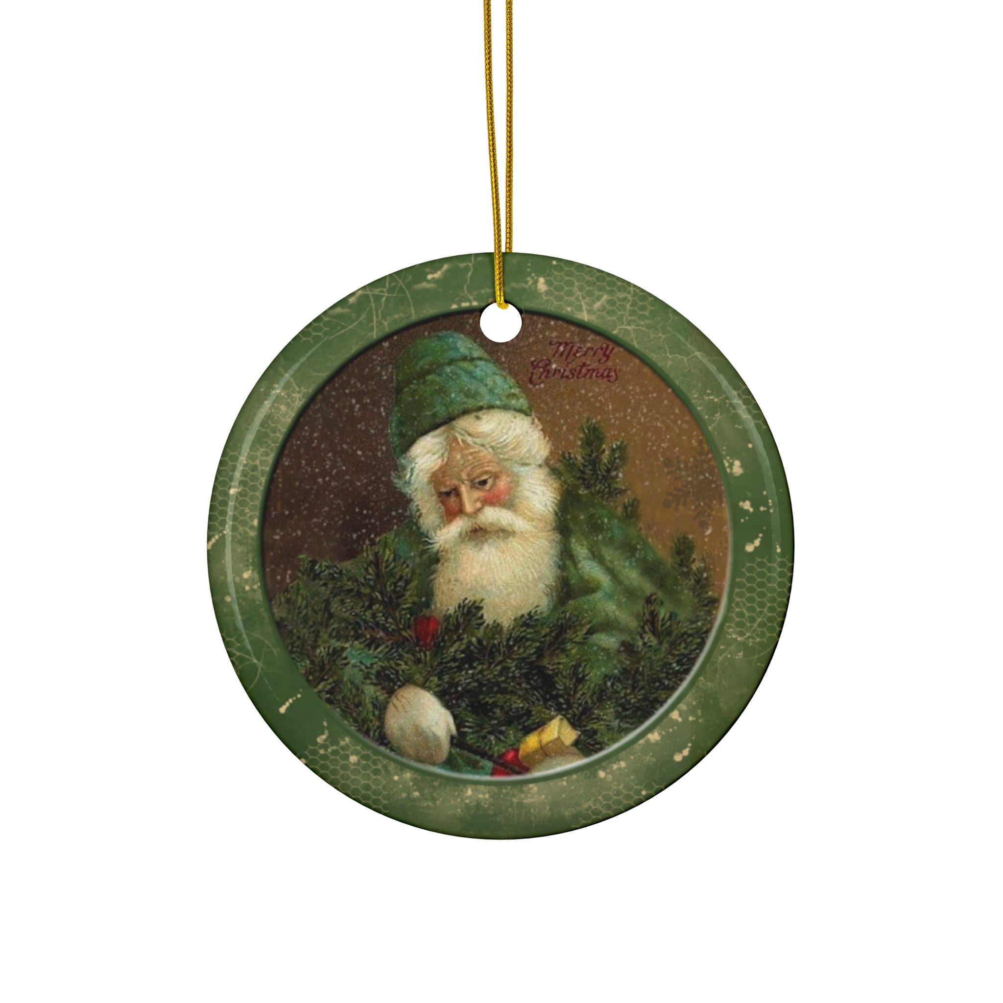 Santa Ceramic Disc Ornament        Item #1902024