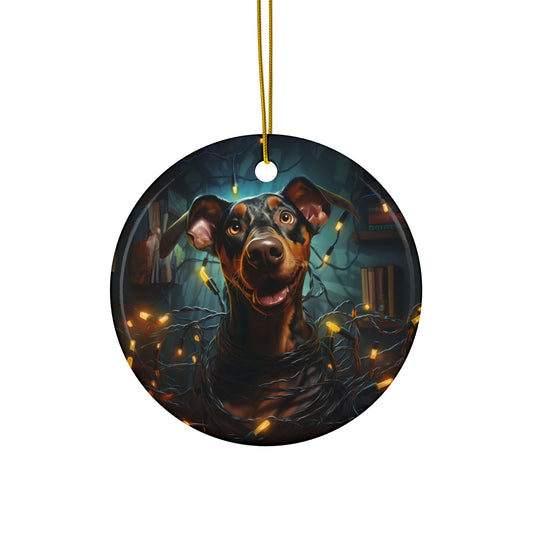 Ceramic Ornament - Xmas Dog With Lights       Item #3644976