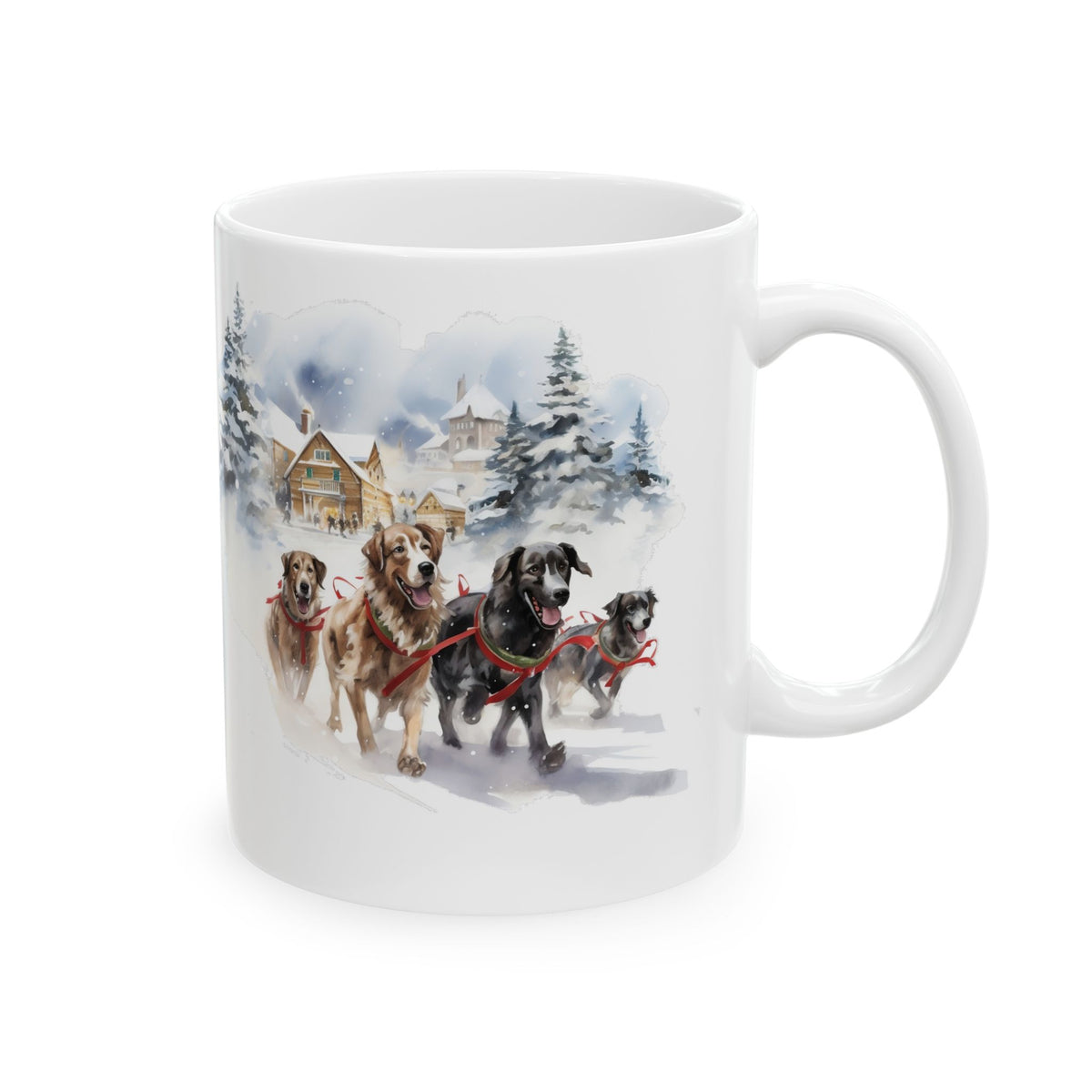 Winter Wonderland Dogs Running In Snow Ceramic Mug  11oz  Item #616696