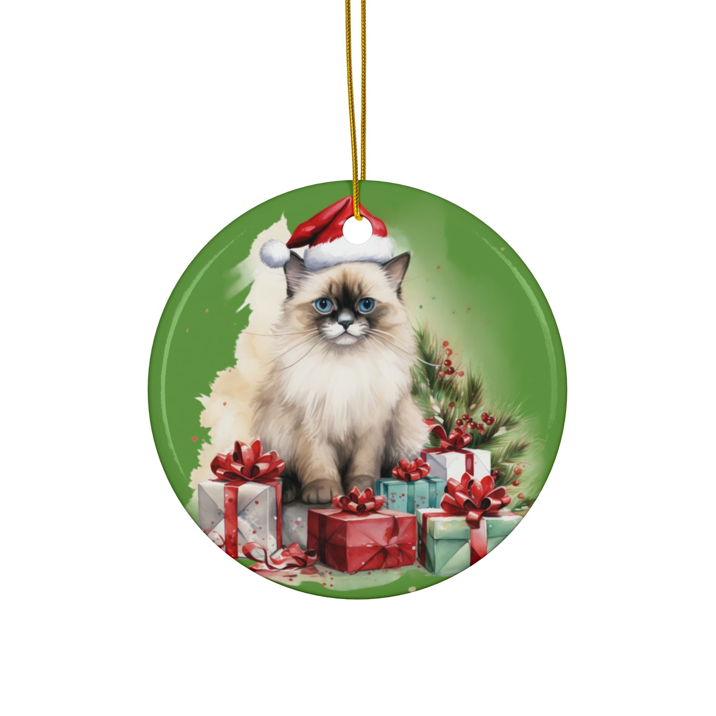 Ceramic Ornament - Christmas Cat      Item #5446944