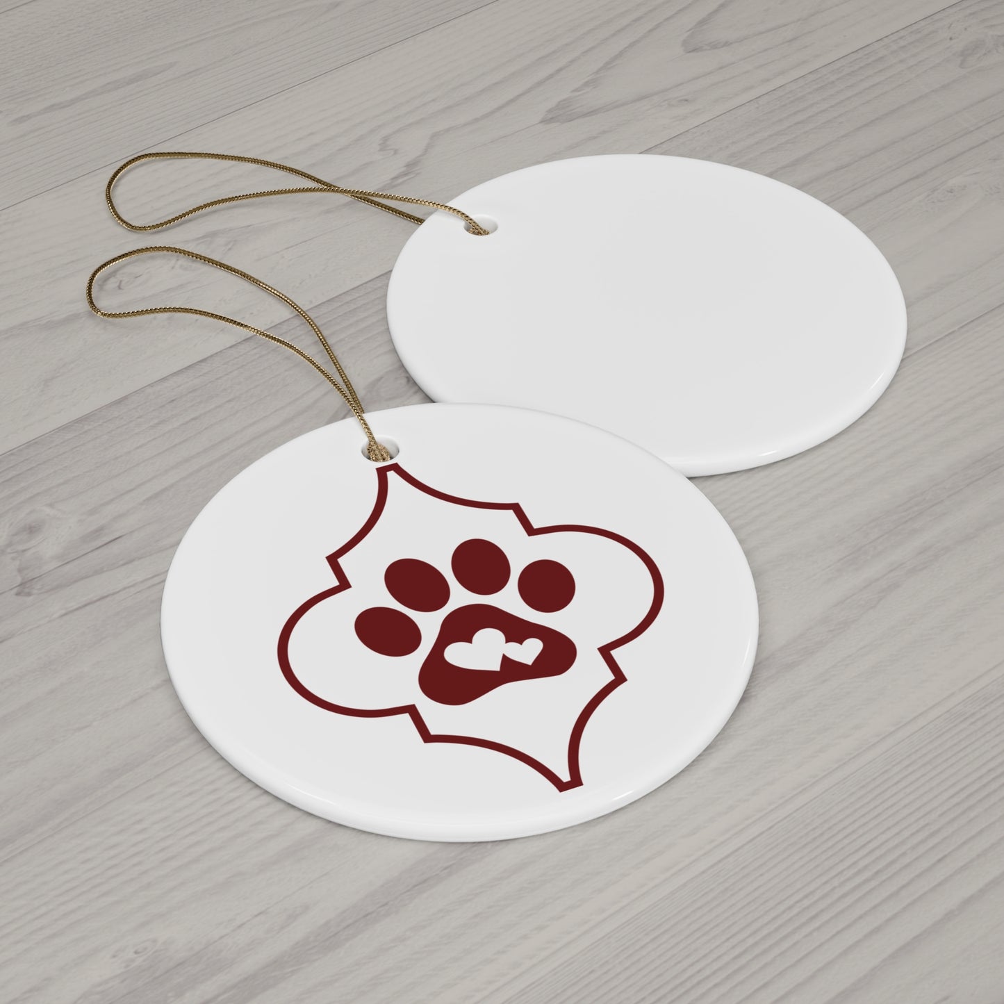 Heart Paw Ceramic Disc Ornament        Item #7457596