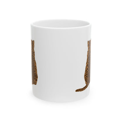 Tabby Cat Ceramic Mug — Cute Standing Ginger Cat Coffee Cup 11oz   Item #1012