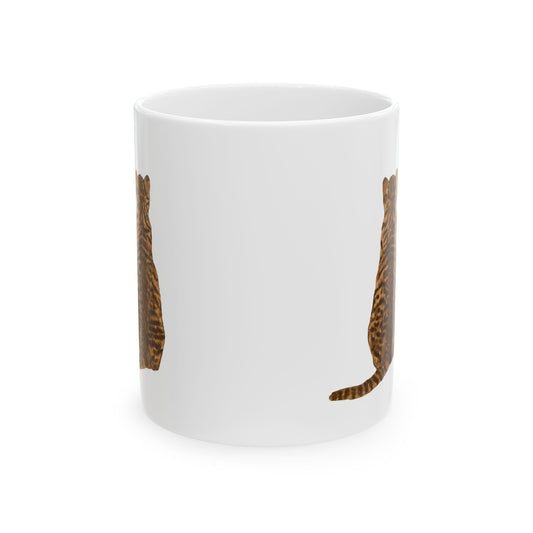 Tabby Cat Ceramic Mug — Cute Standing Ginger Cat Coffee Cup 11oz   Item #1012