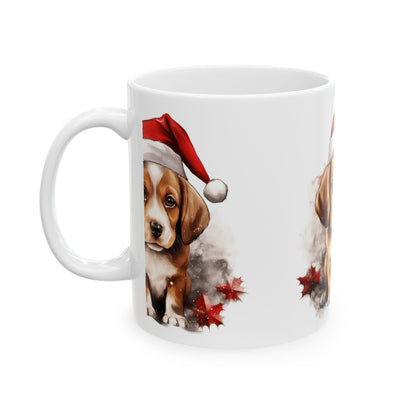 Christmas Puppy Ceramic Mug – Cute Beagle in Santa Hat 11oz   Item #540297